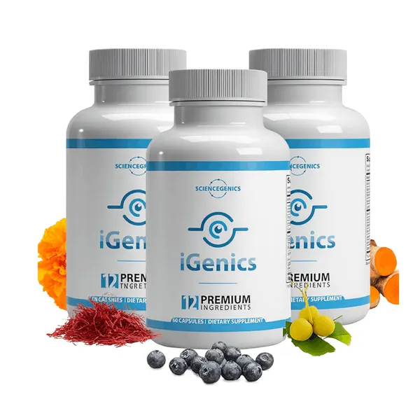 iGenics vision support eye health supplement bottle